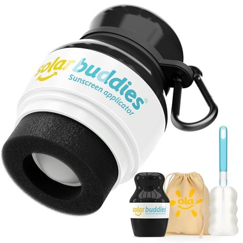 Blue Bag Bundle Set For Solar Buddies Refillable Roll On Sunscreen Suncream Applicator Bag Bundle With Applicator Carabina Clip For Families, Kids, Adults, Travel Set