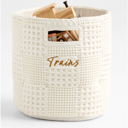 Nella Cream Organic Cotton Shelf Storage Bin with Handles