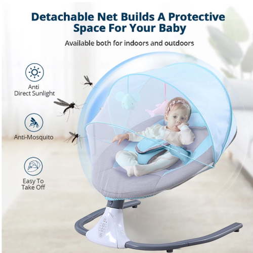 Baby Swing for Infants, Portable Bouncer to Toddler, 4 Speed, 4 Timing, Remote Bluetooth APP Control, Indoor/Outdoor, 5-20 lb, 0-9 Months, Blue
