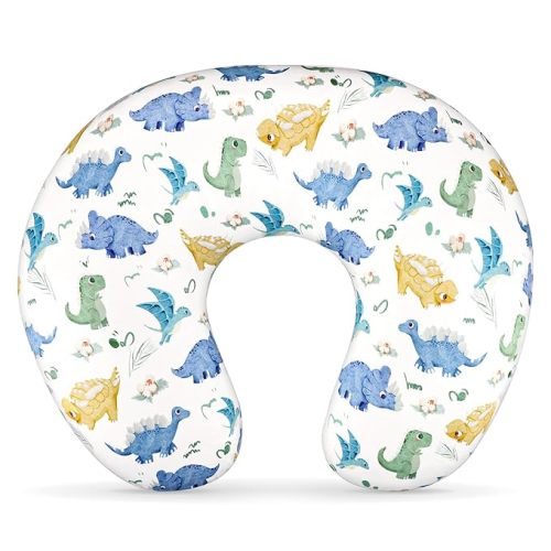 TANOFAR Nursing Pillow Cover, Stretchy Removable Breastfeeding Pillow Cover, Ultra Soft Snug Fits On Newborn Feeding Pillow Case for Baby Boys, Dinosaur