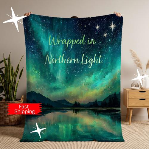 Northern Lights Blanket, Aurora Borealis Blanket, Night Sky Decor, Cozy Nature Gift
