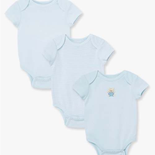 Little Me Clothes for Baby 3-Pack 100% Cotton Scratch Free Tag Bodysuits, Newborn to 9 Months
