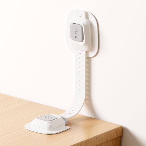 No Drill Furniture Anchor, Anti-tip and Adjustable Strap for Baby Proofing, 3M Adhesive Multi-Purpose for Furniture, Secure to Playroom (4 Pack)