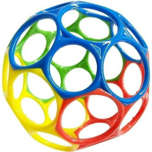 Bright Starts Oball Easy Grasp Classic Ball BPA-Free Infant Toy in Red, Yellow, Green, Blue, Age Newborn and up, 4 Inches
