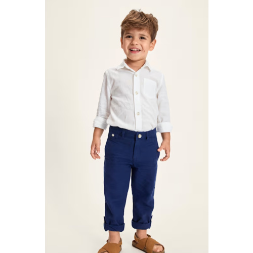Kids Long Sleeve Linen-Blend Button Up Shirt - Linen Edit - WHITE | Gymboree