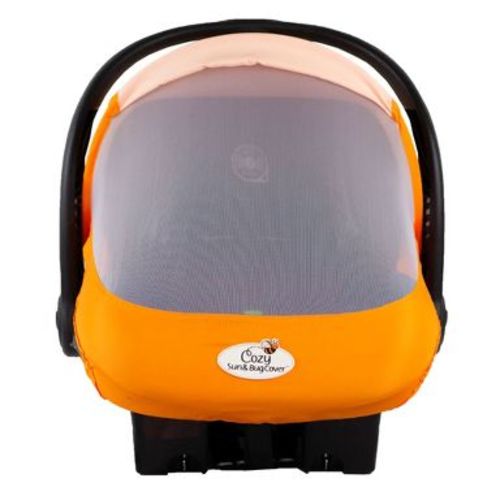 CozyBaby Lightweight Spring or Summer Cozy Mesh Sun and Bug Infant Car Seat Carrier Cover with Elasticized Edge, Orange Mango