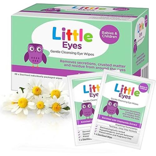 Little Eyes Gentle Cleansing Eye Wipes 30 Pack, Soft & Sterile Hypoallergenic Wipes for Baby & All Ages, Suitable for Sensitive Skin, Individually Packed