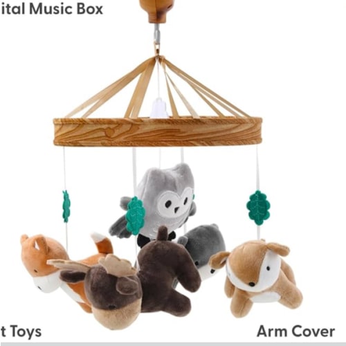 The Peanutshell Crib Mobile for Boys or Girls - Woodgrain Musical Baby Crib Mobile with 12 Lullabies, Whimsical Woodland Baby Whimsical Woodland Nursery Decor