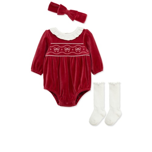 Kids' Bows Bubble Romper, Headband & Socks Set