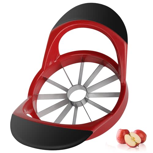 Apple Slicer,4.72 Inch Apple Corer and Slicer -Apple Cutter,Red | Stainless Steel Corer, 12 Sharp Blades,Anti-slip Handle,Hand wash/Dishwasher