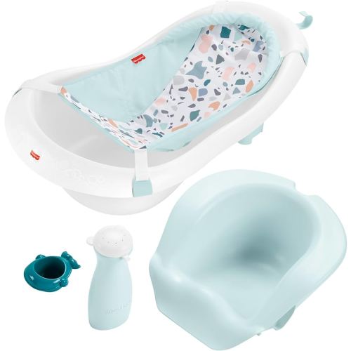 Fisher-Price™ Baby to Toddler Bath 4-in-1 Sling 'N Seat Tub with Removable Infant Support and 2 Toys, Pacific Pebble