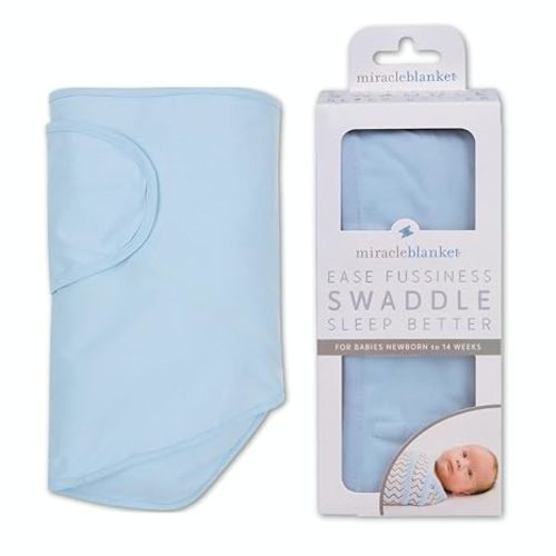 Miracle Blanket Swaddle Wrap - Newborn Essential Baby Blanket - Soft Sleep Sack Ideal for Newborns and Infants (Blue)
