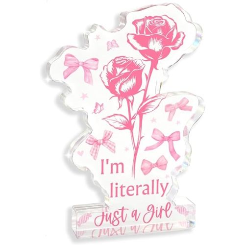 Pink Christmas Coquette Bow Preppy Room Acrylic Decor for Girls Christian Room Bedroom Table Bathroom Kitchen Decor Aesthetic Inspirational Aesthetic College Teen Girls Gifts