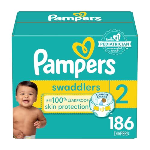 Pampers Baby Diapers - Swaddlers - Size 2, 186 Count, Ultra Absorbent Disposable Infant Diaper