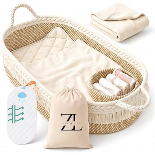 5-in-1 Baby Changing Basket Set – Organic Cotton Rope