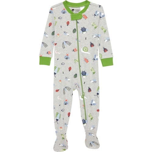 Print Fitted One-Piece Pajamas, 3-6M, Grey Light Heather Bugs