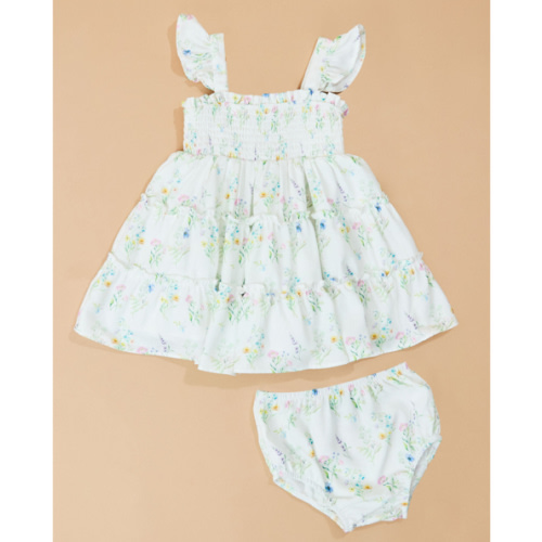 Ella May Floral Tiered Baby Dress and Bloomer Set in Multi | Tullabee