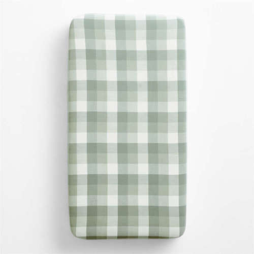 Supersoft Gingham Soft Green Organic Cotton Gauze Baby Crib Fitted Sheet
