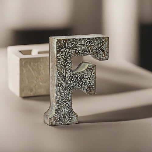 Vintage Gray Handmade Eco-Friendly F Alphabet Letter Block for Wall Mount & Table Top Décor