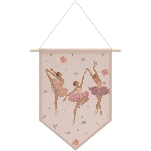 Vintage Pink Ballerina Girls Room Decor Canvas Banner Wall Decor Wall Hanging Pennant Flag Dancers Home Office Wall Art for Classroom Nursery Ballet Dance Studio Room Dormitory Decor Poster Print