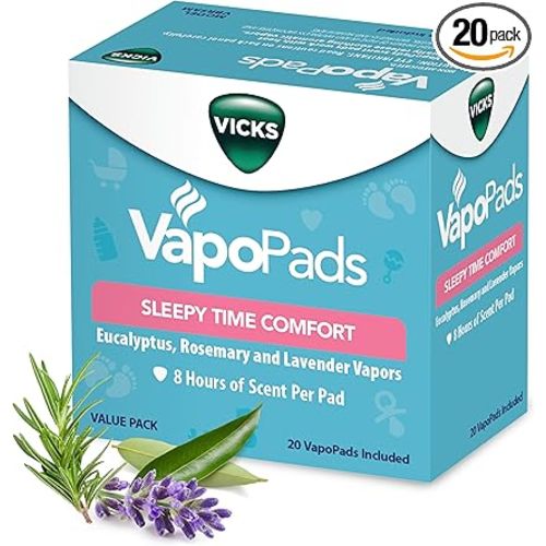 Vicks VapoPads Sleepy Time Comfort - Vapor Pads Refill for Vicks Humidifiers and Steam Inhalers - Rosemary, Lavender, and Eucalyptus, 20-Pack, Box Color May Vary