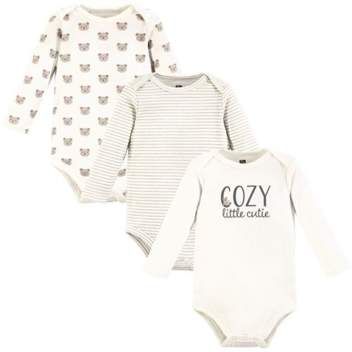 Hudson Baby Cotton Long-Sleeve Bodysuits, Cozy Cutie