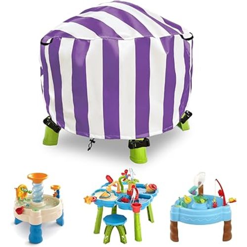 Kids Water Table Cover for Little Tikes Spiralin' Seas Waterpark Play Table - Sand Water Table Cover for Outdoor Toys 34X34X18 Inch - Purple, Small, SSZ-87-Purple