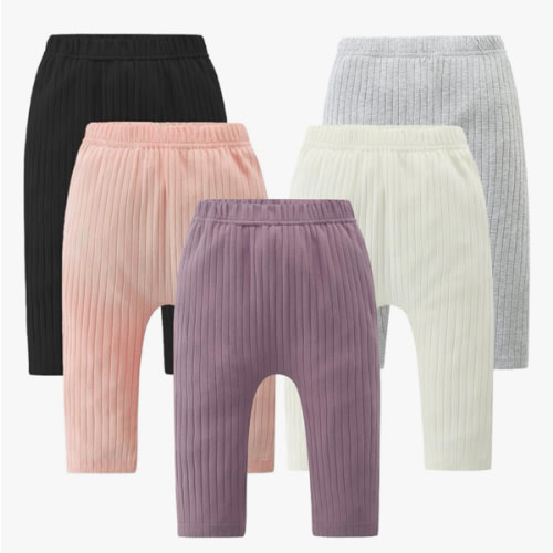 Baby and Toddler Girl's 5 Pack Cotton Ribbed Pull On Pants Leggings 0-4 Years