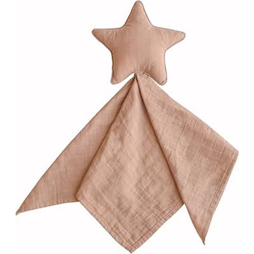 mushie Star Security Blanket | Baby Lovey | 100% Organic Muslin Cotton (Natural)