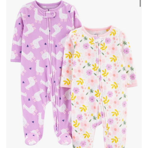 Simple Joys by Carter's Baby Girls' Fleece Footed Sleep and Play, Pack of 2