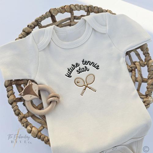 Embroidered Future Tennis Star ONESIES® brand, Baby Tennis Club, New to the Club, Pregnancy Baby Announcement, Unique Bodysuit, Misc 259
