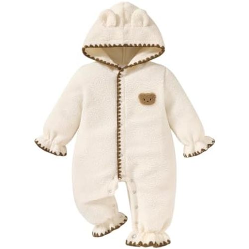 Baby Girl Boy Clothes Winter Romper Hooded Bear Fleece Jumpsuit