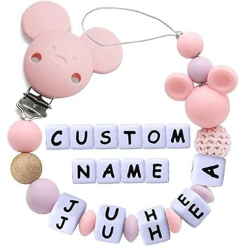 Personalized Pacifier Clip with Name Custom Stroller Clip Silicone Pacifier Chain Holder