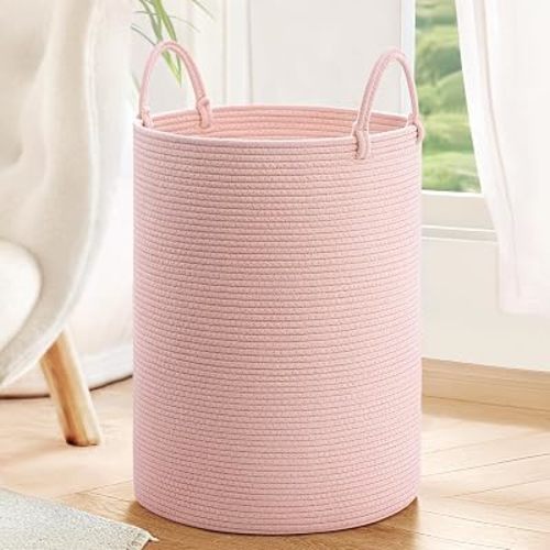 INDRESSME Large Laundry Hamper, 55L Tall Woven Laundry Basket for Clothes