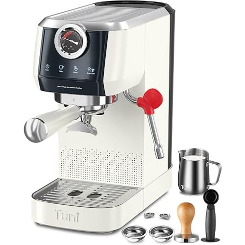 Tuni E2 58mm Espresso Machine 20Bar Espresso Maker, Dual Boiler Coffee Maker with 10mm Steam Milk Frother, Semi-automatic Coffee Machine with UKLA Pump for Espresso,Cappuccino, Gift for Coffee Lover