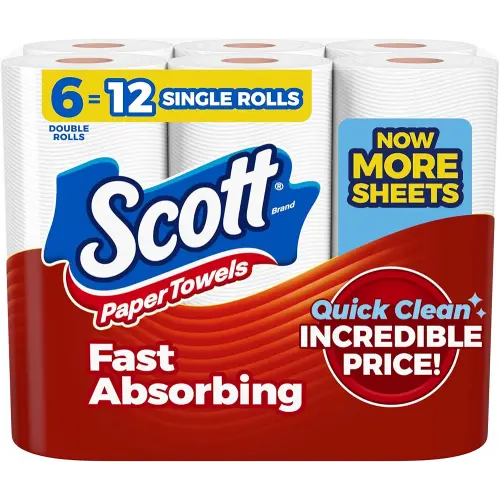 Scott Paper Towels, Choose-A-Sheet, 6 Double Rolls = 12 Regular Rolls (108 Sheets Per Roll)