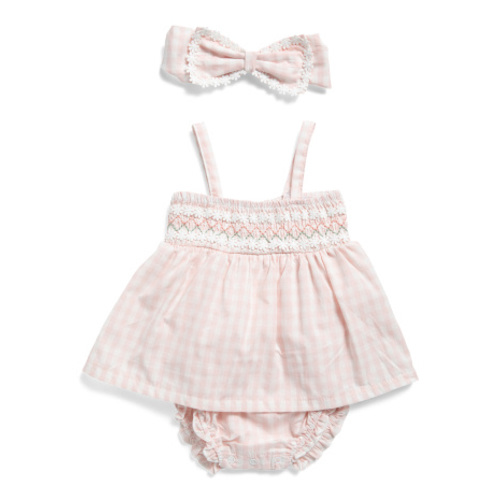 Newborn Girls 2pc Gingham Sunsuit And Headband Set | Baby Girls (0-24m) | Marshalls