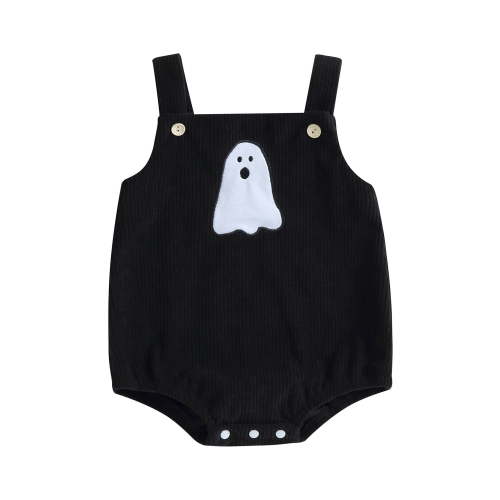 Jxzom Newborn Baby Boy Girl Corduroy Romper Halloween Outfits 0 3 6 12 18 Months Pumpkin Ghost Print Sleeveless Straps Overall Bodysuit