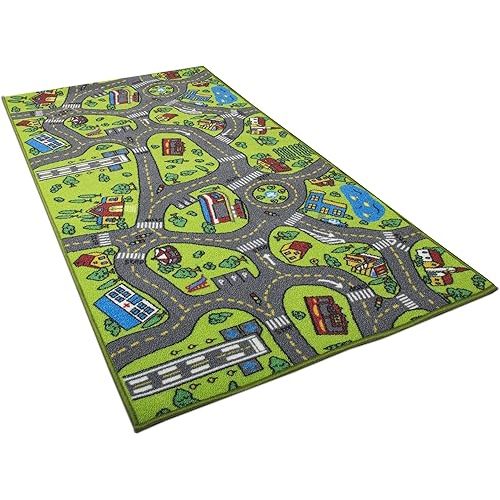 Kids Carpet Playmat Rug City Life Great for Playing with Cars and Toys - Play Learn and Have Fun Safely - Kids Baby Children Educational Road Traffic Play Mat for Bedroom Play Room Game Safe Area