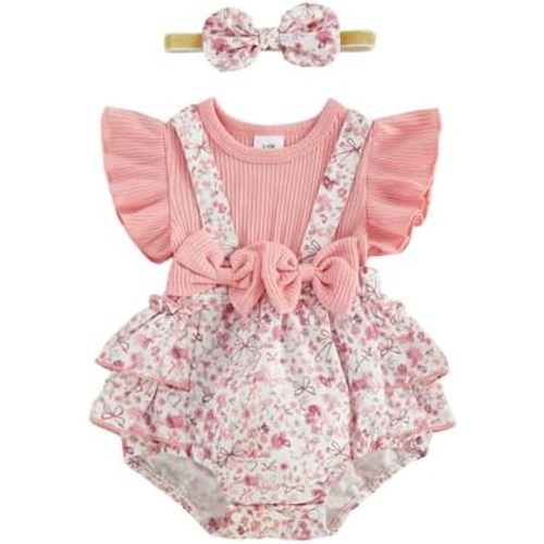 Socutebabe Baby Girl Floral Romper Dress Newborn 0 3 6 12 18 Months Clothes Outfit