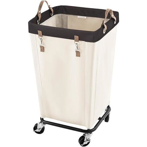 StorageWorks 110L Laundry Basket with Wheels, Large Rolling Hampers for Clothing Organizer, Dirty Clothes Basket for Hotel, Home, Closet, Dorm, Beige
