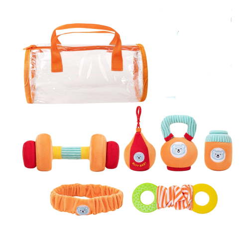 Infant Fitness & Motor Skill Development Toy Set With Plush Dolls And Teething Toys - Parent- Interactive Grip Training Sensory Play Engagement - For 0-18 Months Infants