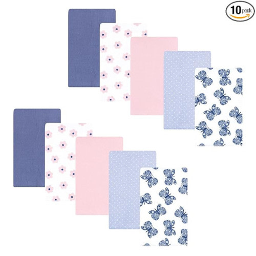 Hudson Baby Unisex Baby Cotton Flannel Burp Cloths 10-Pack