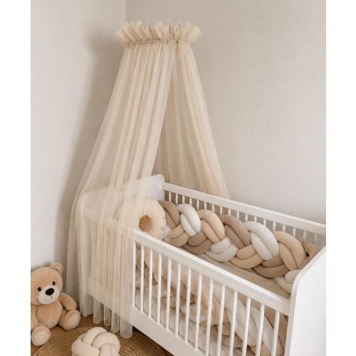 Baby Crib Canopy with Stand Soft Tulle Nursery Baldachin,Elegant Princess Bed Decor, Dreamy Baby Crib Canopy, Baby Room Decor with holder
