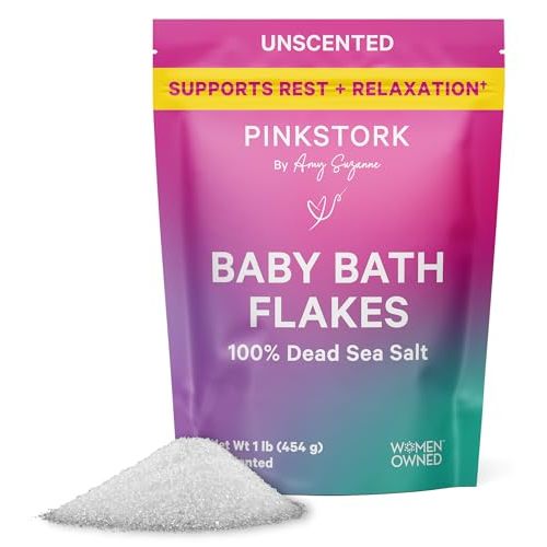 Pink Stork Baby Bath Flakes – Pure Magnesium Chloride Bath Soak for Infants + Toddlers – Fragrance-Free, Non-GMO, No Melatonin – Supports Bedtime Routine, Skin Comfort + Wellness – 16 oz
