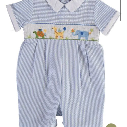 Smocked Animals Baby Boy Romper – Carriage Boutique