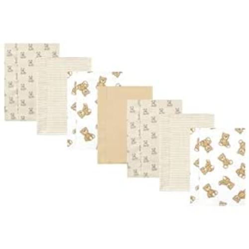 Hudson Baby Unisex Baby Cotton Flannel Burp Cloths, Teddy Bears 7 Pack, One Size