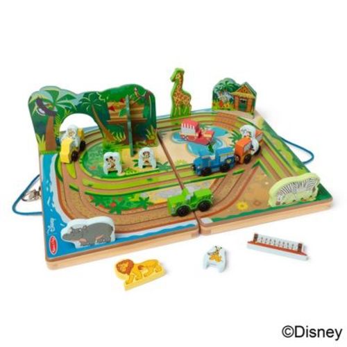 Melissa & Doug Disney Take-Along Safari Adventure Wooden Play Set with Built-In Tracks - 20pc