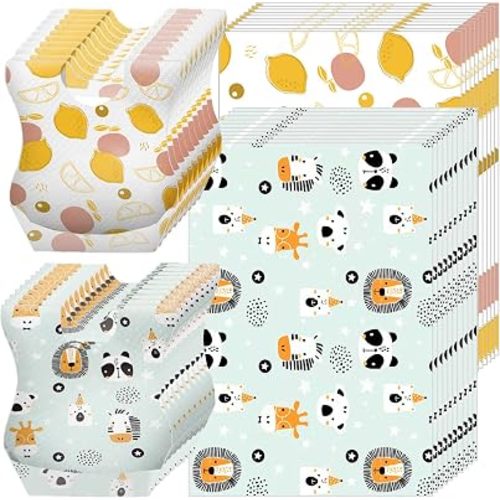 40 pcs Disposable Bibs and Placemats for Baby, Leak Proof Travel Feeding Bibs and Place Mats for Infants Toddlers for Traveling and Outdoor Use