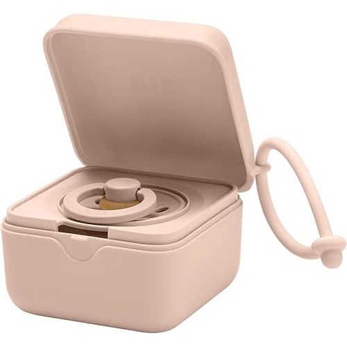 BIBS Pacifier Box with Loop for Storing & Carrying Soothers | 100% BPA Free Material | Designed & Made in Denmark | Blush